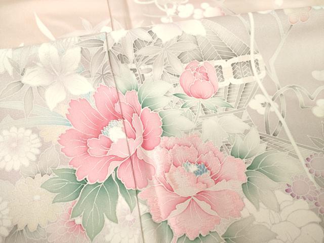 平和屋着物●訪問着 友禅 刺繍 飾花文 正絹 逸品 AABK3147ck