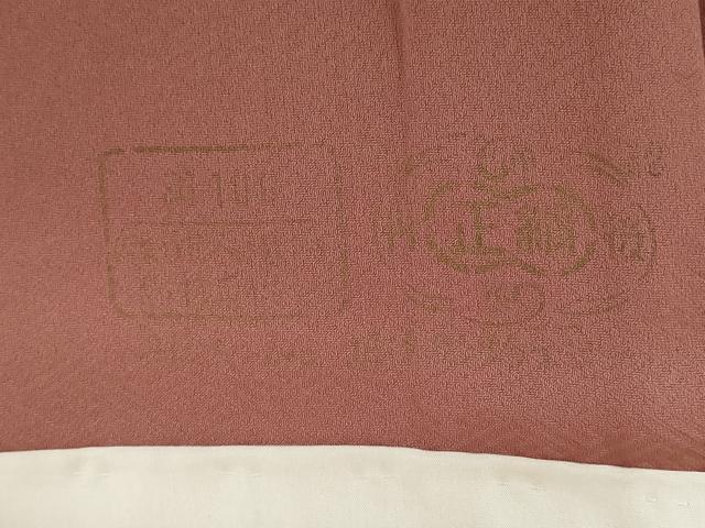 平和屋着物●無地絵羽訪問着 中国三大刺繍 汕頭刺繍 スワトウ刺繍 雪輪重ね地紋 蘇芳香色 正絹 逸品 未使用 AABK3148ck