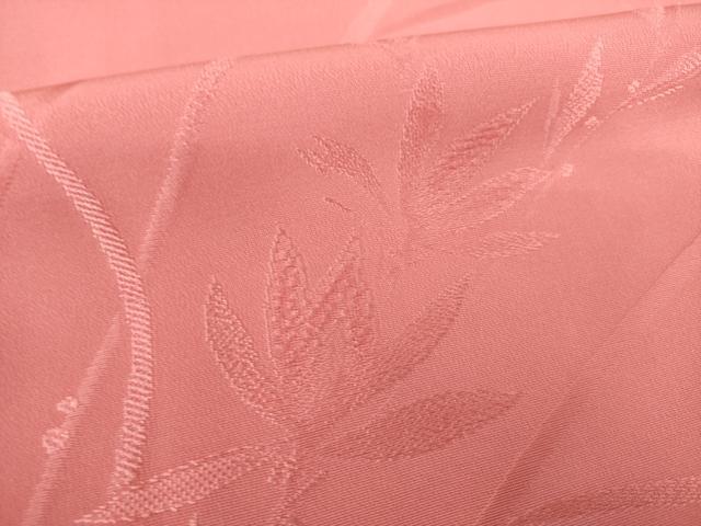 平和屋着物●上質な色無地 草花地紋 甚三紅色 正絹 逸品 AABK3150ck