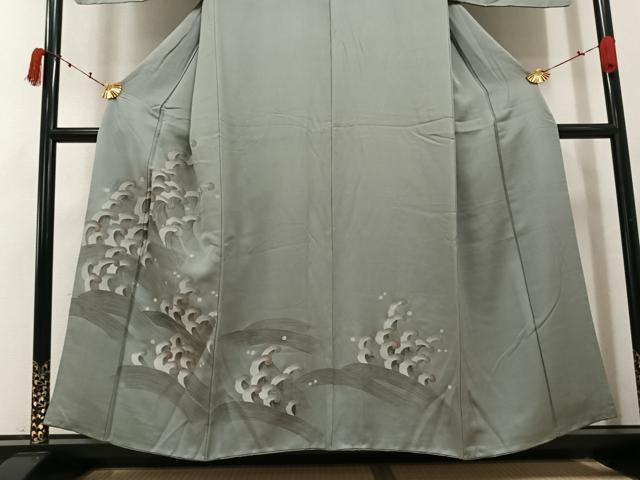 平和屋着物●訪問着 刺繍 立波文 金彩 正絹 逸品 AABK3163ph