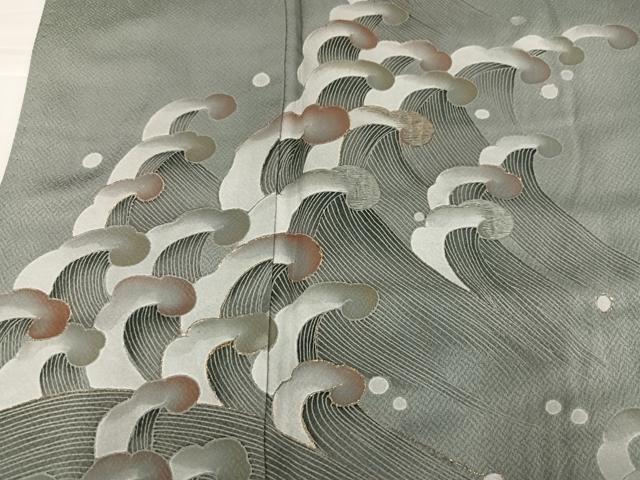 平和屋着物●訪問着 刺繍 立波文 金彩 正絹 逸品 AABK3163ph