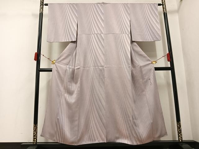 平和屋着物●写真家・秋山庄太郎 小紋 斜縞地紋 暈し染め 正絹 逸品 AABK3167ph