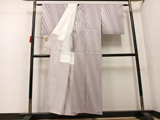平和屋着物●写真家・秋山庄太郎 小紋 斜縞地紋 暈し染め 正絹 逸品 AABK3167ph