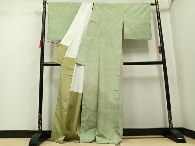 平和屋着物●訪問着 紬地 霞文 暈し染め 正絹 逸品 AABK3176ph