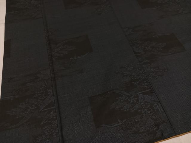 平和屋着物●本場大島紬 9マルキ 渡り橋樹林文 正絹 逸品 AABK3177ph
