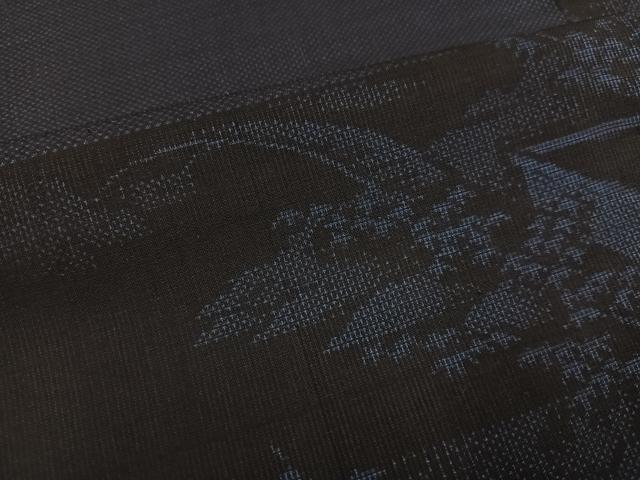 平和屋着物●本場大島紬 9マルキ 渡り橋樹林文 正絹 逸品 AABK3177ph