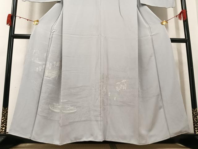 平和屋着物●無地絵羽訪問着 人物風景地紋 霞色 正絹 逸品 AABK3178ph