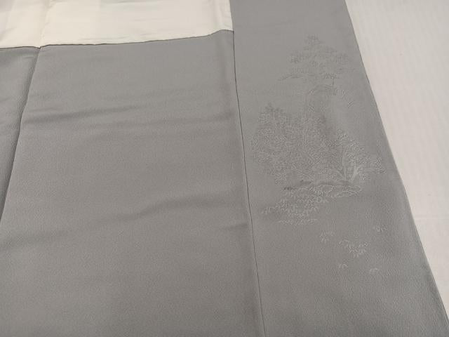 平和屋着物●無地絵羽訪問着 人物風景地紋 霞色 正絹 逸品 AABK3178ph