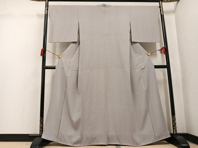 平和屋着物●伝統工芸士 廣瀬雄望 江戸小紋 万筋 黒紅色×絹鼠色 正絹 逸品 AABK3180ph