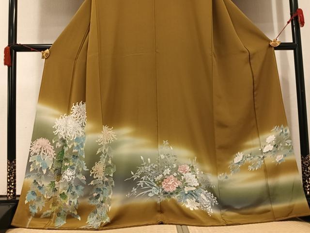 平和屋着物●訪問着 友禅 草花文 暈し染め 正絹 逸品 未使用 AABK3183ph