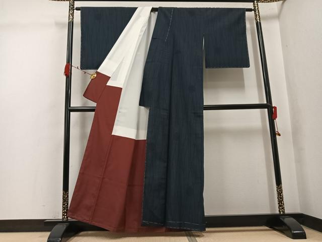 平和屋着物●本塩沢 110亀甲 亀甲文 正絹 逸品 未使用 AABK3189ph