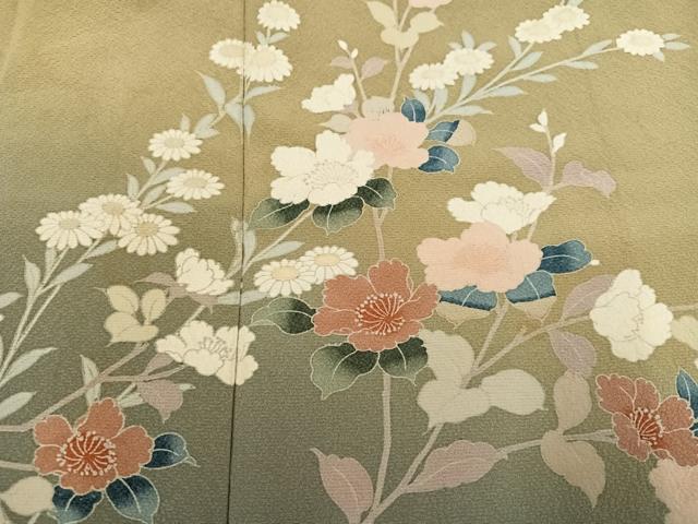 平和屋着物●訪問着 友禅 作家物 枝花文 暈し染め 正絹 逸品 AABK3191ph