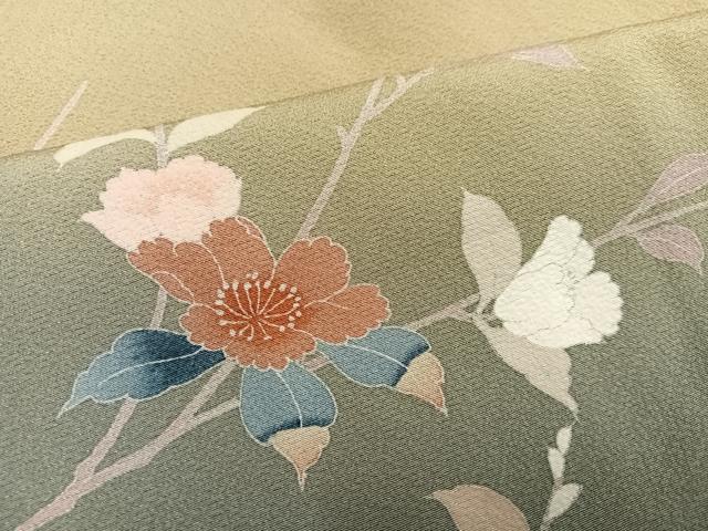 平和屋着物●訪問着 友禅 作家物 枝花文 暈し染め 正絹 逸品 AABK3191ph