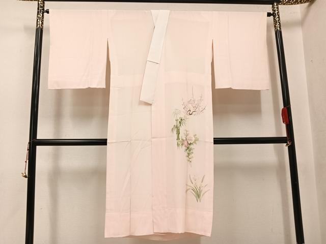 平和屋着物●長襦袢 無双仕立て 手描き 草花文 正絹 逸品 未使用 AABK3194ph