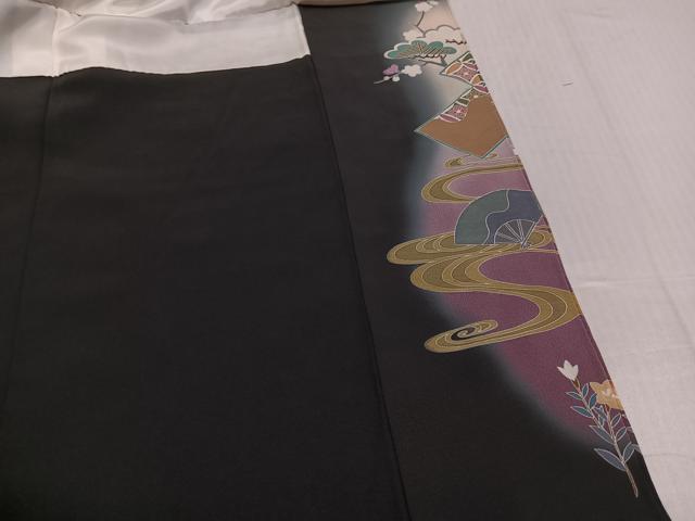 平和屋着物●豪華黒留袖 作家物 駒刺繍 松竹梅吉祥草花文 暈し染め 金彩 正絹 逸品 AABK3197ph