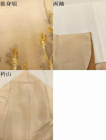 平和屋着物●訪問着 枝葉文 暈し染め 金彩 正絹 逸品 AABK3199ph