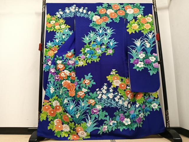平和屋着物●豪華振袖 駒刺繍 草花文 金彩 正絹 逸品 AABK3203ph