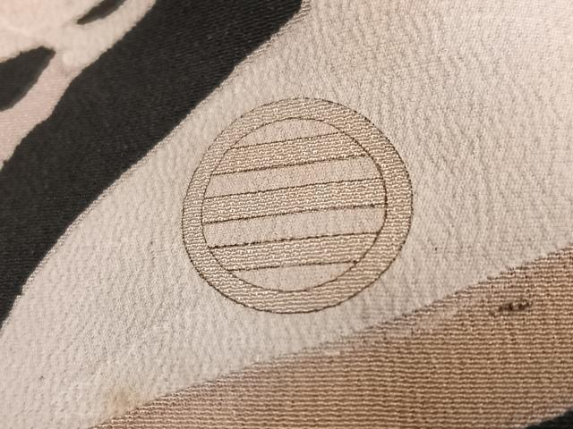 平和屋本店●アンティーク 大正ロマン 振袖 駒刺繍 檜扇草花文 黒地 正絹 逸品 AABK3207ph
