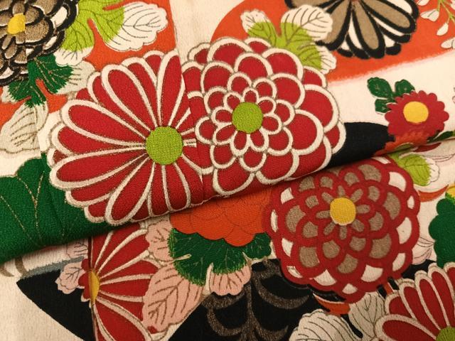 平和屋本店●アンティーク 大正ロマン 振袖 長襦袢(袷)セット 草花文 銀彩 正絹 逸品 AABK3210ph