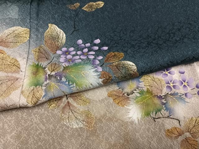 平和屋着物●和紙染染色作家・植村彩弘 訪問着 手描き 草花文 暈し染め 金彩 やまと誂製 正絹 逸品 未使用 AABK3212ph