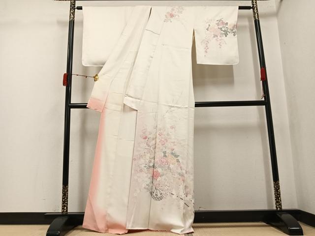 平和屋着物●訪問着 友禅 草花文 正絹 逸品 AABK3215ph