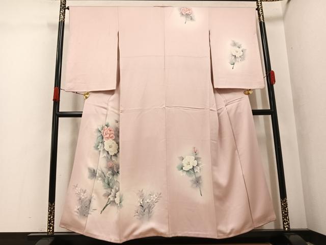 平和屋着物●訪問着 手描き 草花文 暈し染め 正絹 逸品 AABK3219ph