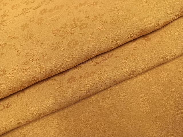 平和屋着物●上質な色無地 草花地紋 黄朽葉色 正絹 逸品 AABK3222ph