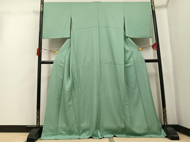 平和屋着物●上質な色無地 花地紋 柳染色 三越扱い 正絹 逸品 AABK3225ph