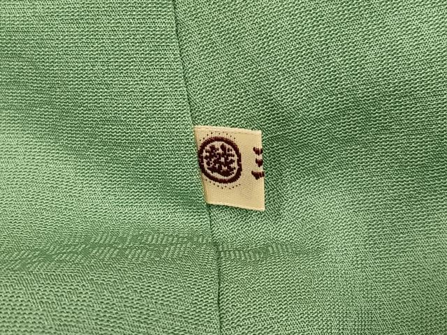 平和屋着物●上質な色無地 花地紋 柳染色 三越扱い 正絹 逸品 AABK3225ph