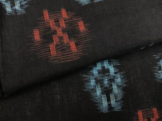 平和屋着物●久留米絣 単衣 琉球絣文様 綿 逸品 AABK3229ph