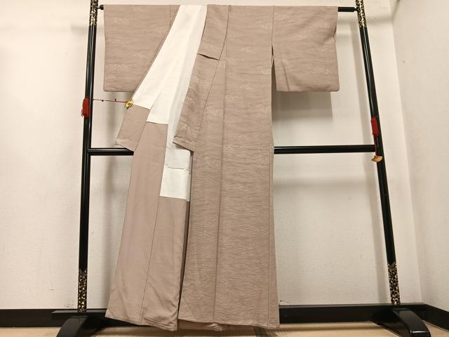 平和屋着物●上質な色無地 空五倍子色 正絹 逸品 AABK3237ph