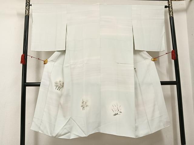 平和屋着物●日本画家 濡れ描き友禅作家 高橋峰陵 長襦袢 袷 作家物 松竹梅文 暈し染め 正絹 逸品 AABK3240ph