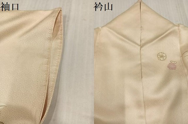平和屋着物●訪問着 駒刺繍 梅橘文 金彩 正絹 逸品 AABK3241ph