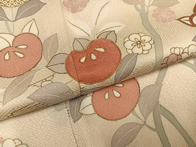 平和屋着物●訪問着 駒刺繍 梅橘文 金彩 正絹 逸品 AABK3241ph