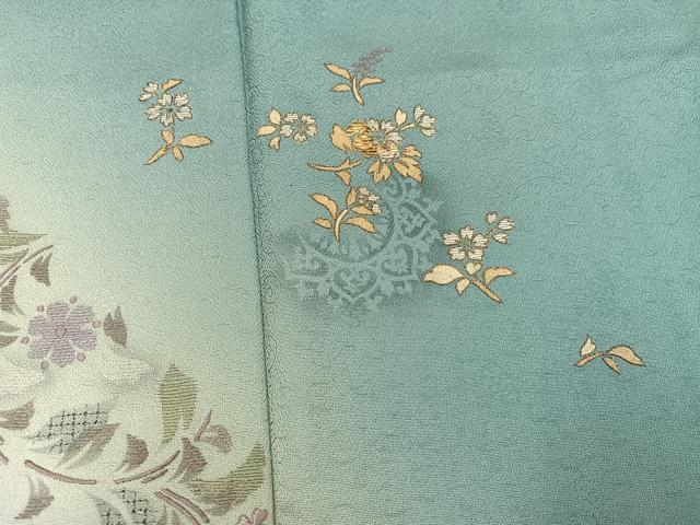 平和屋着物●訪問着 中国三大刺繍 汕頭刺繍 スワトウ刺繍 螺鈿箔 草花文 暈し染め 金彩 やまと誂製 正絹 逸品 AABK3242ph