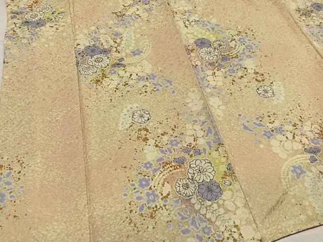 平和屋着物●伝統工芸士 辻井 小紋 辻が花 金彩 銀通し地 正絹 逸品 AABK3243ph