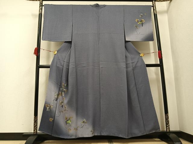 平和屋着物●訪問着 手描き 葡萄蔦の葉文 暈し染め 金銀彩 さが美扱い 正絹 逸品 未使用 AABK3247ph