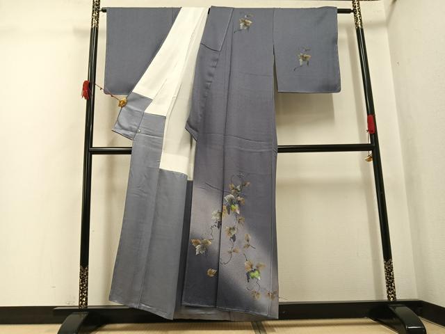 平和屋着物●訪問着 手描き 葡萄蔦の葉文 暈し染め 金銀彩 さが美扱い 正絹 逸品 未使用 AABK3247ph