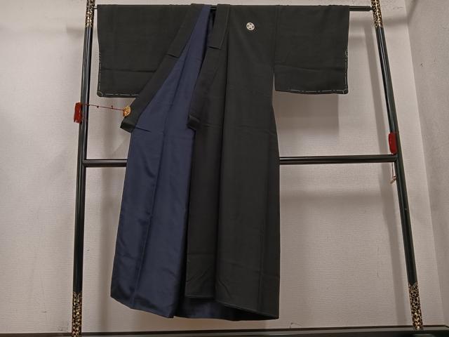 平和屋着物●男性 黒紋付・羽織セット 正絹 逸品 AABK3252ph