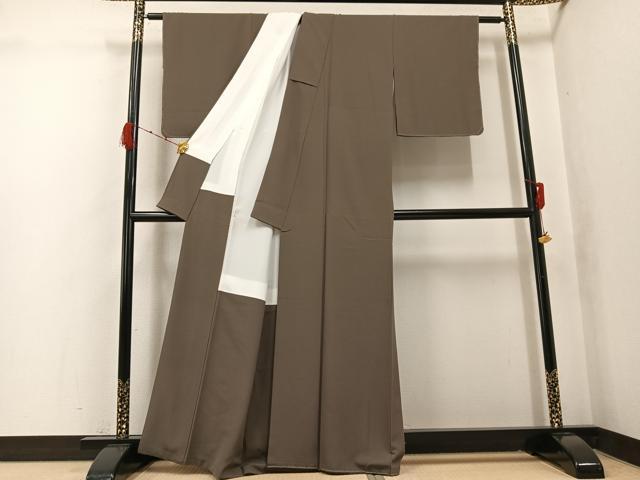 平和屋着物●上質な色無地 樺茶色 正絹 逸品 未使用 AABK3259ph