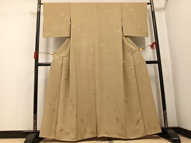 平和屋着物●上質な色無地 能面地紋 榛色 高島屋扱い 正絹 逸品 AABK3262ph