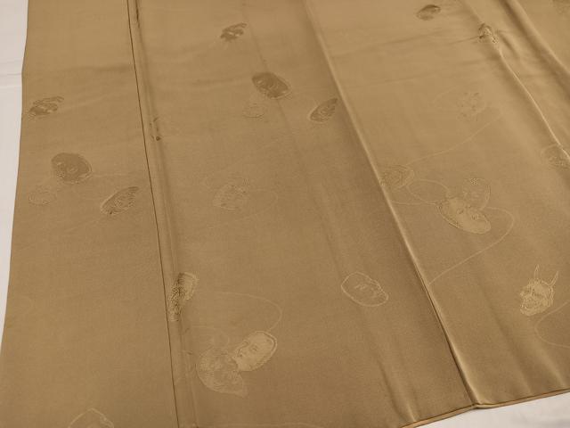平和屋着物●上質な色無地 能面地紋 榛色 高島屋扱い 正絹 逸品 AABK3262ph