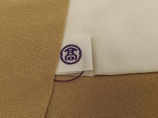 平和屋着物●上質な色無地 能面地紋 榛色 高島屋扱い 正絹 逸品 AABK3262ph