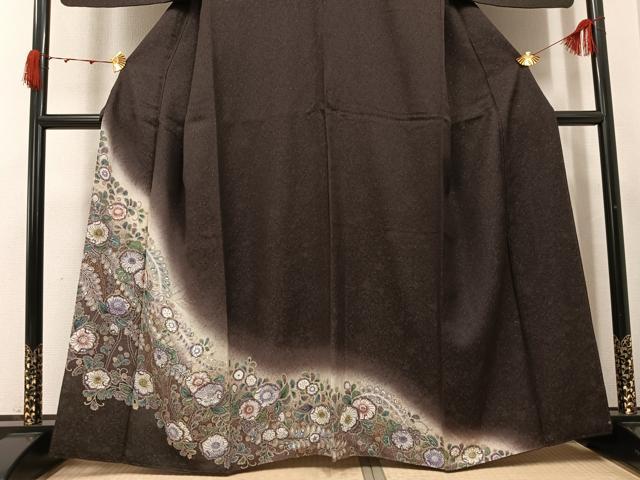 平和屋着物●訪問着 辻が花 暈し染め 金彩 銀通し地 正絹 逸品 AABK3269ph