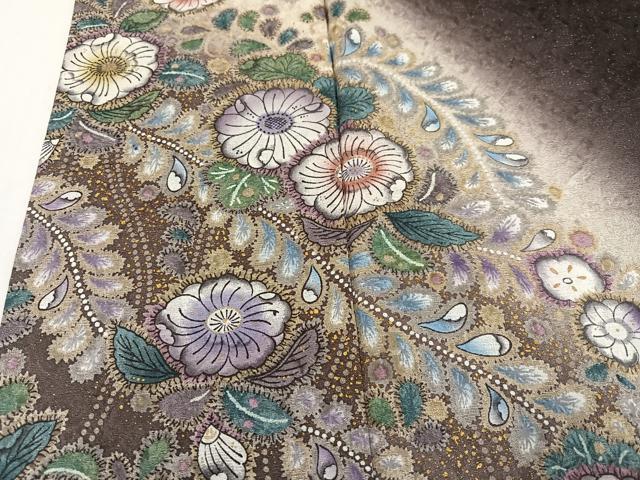 平和屋着物●訪問着 辻が花 暈し染め 金彩 銀通し地 正絹 逸品 AABK3269ph
