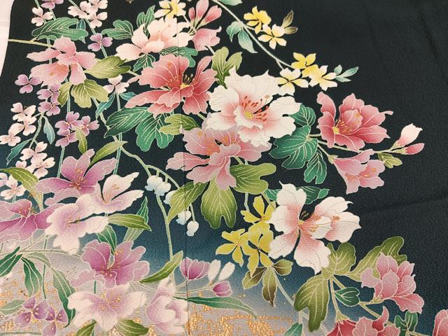 平和屋着物●訪問着 草花文 暈し染め 正絹 逸品 AABK3271ph
