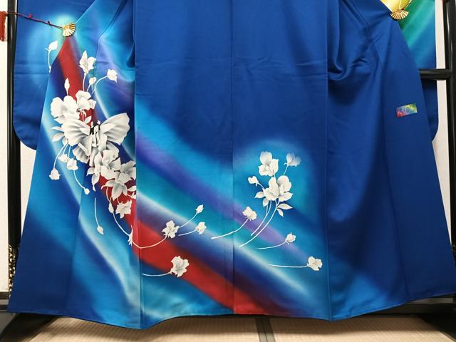 平和屋着物●絵本作家 永田萌 振袖 女人花文 暈し染め ラメ 正絹 逸品 AABK3290ph