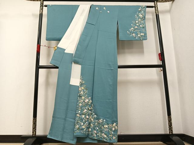 平和屋着物●訪問着 中国三大刺繍 相良刺繍 枝花文 正絹 逸品 AABK3299ph