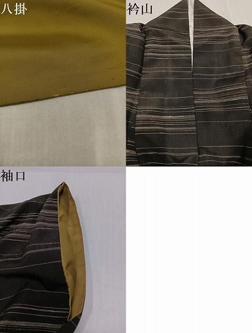 平和屋着物●お召 横段文 正絹 逸品 AABK3300ph