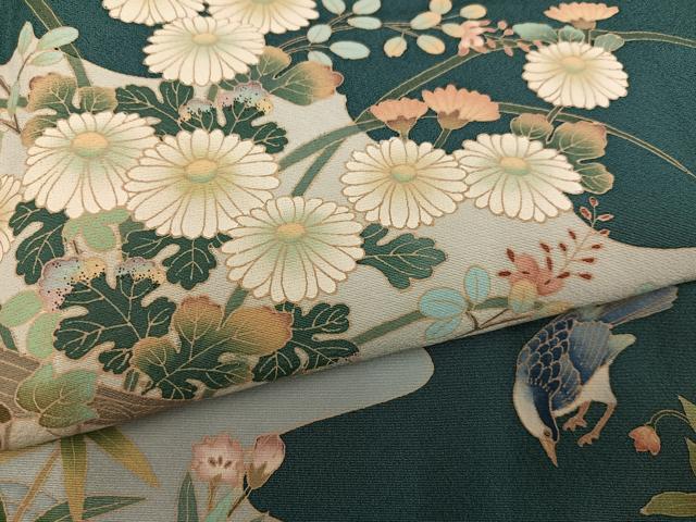 平和屋着物●友禅作家 北川聖水 訪問着 花鳥文 正絹 逸品 AABK3308ph